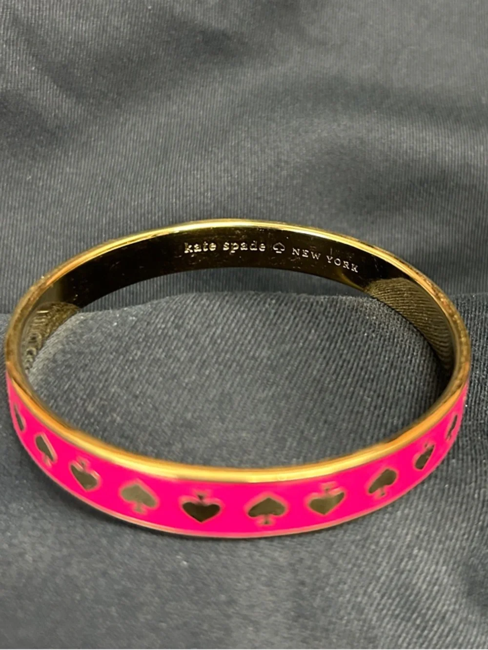 kate spade Hot Pink Enamel Bangle Bracelet with Gold Accents - Picture 3 of 3
